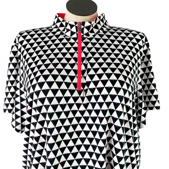 Tail 1/4 Zip Top Women 3X Black White Golf Tennis Short Sleeve Mock Neck Stretch - Picture 5 of 8